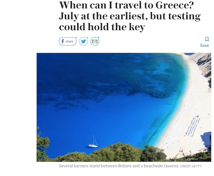 Δηλώσεις Υπουργού Τουρισμού Χ. Θεοχάρη, στη Βρετανική Telegraph
